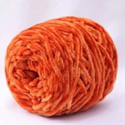 Orange Red Wool Chenille Yarn, Velvet Cotton Hand Knitting Threads, for Baby Sweater Scarf Fabric Needlework Craft, Orange Red, 5mm, 95~100g/skein