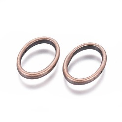 Red Copper Tibetan Style Bead Frames, Lead Free & Cadmium Free & Nickel Free, Oval, Red Copper, about 19mm long, 14.5mm wide, 3mm thick, hole: 1mm