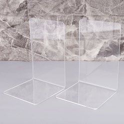 Clear Non-Skid Transparent Acrylic Bookend Display Stands, Desktop Heavy Duty Book Stopper for Shelves, Teachers' Day, L-Shape, Clear, 10x8x10cm