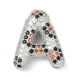 Letter A Латунные микро проложить кубического циркония подвески, долговечный, стойки покрытие, письмо амулеты, платина, буква a, 22x18x7 мм, отверстие : 5.2x3 мм