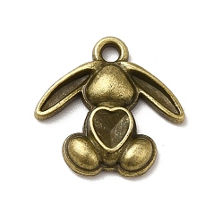 Antique Bronze Tibetan Style Alloy Pendant Rhinestone Settings, Rabbit, Antique Bronze, Fit For 4x3.5mm Rhinestone, 17x17.5x3mm, Hole: 1.5mm, about 909pcs/1000g