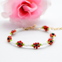 S003_10 Red Green Handmade Simple Sweet Women's Beaded Bracelet - HyunA's Bracelet, Anklet Jewelry.