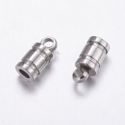 Нержавеющая Сталь Цвет Устойчивы к потускнению 201 наконечники шнура из нержавеющей стали, цвет нержавеющей стали, 7x3 мм, отверстие : 1.5 мм, 2 мм внутренним диаметром