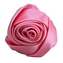 Ярко-Розовый Атласная ткань ручной работы 3d цветок розы, аксессуары для украшения обуви, шапки, одежды своими руками, ярко-розовый, 5.5 см