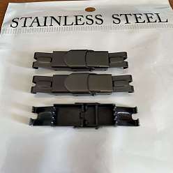 Black Smooth Surface 201 Stainless Steel Watch Band Clasps, Black, 25x13x7mm, Hole: 10x3mm