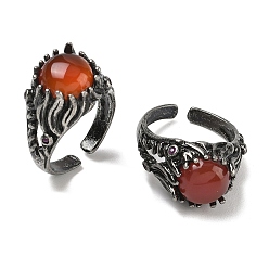 Красный Агат Кольца-манжеты из натурального сердолика, круглые, медные кольца, 13 мм