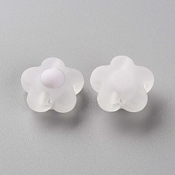 WhiteSmoke Transparent Acrylic Beads, Frosted, Bead in Bead, Flower, WhiteSmoke, 16.5x17x9.5mm, Hole: 2.5mm, about 390pcs/500g