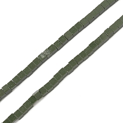 Темно-оливково-зеленый Нити бусин из искусственного камня лавы ручной работы, квадратный, яркие глазированный фарфор, темно-оливковый зеленый, 2.5x2.5x2~2.5 мм, отверстие : 0.7 мм, около 158 шт / нитка, 14.96~15.16'' (38~38.5 см)