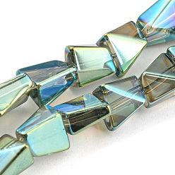 Aquamarine Full Rainbow Plated Electroplate Transparent Glass Beads Strands, Faceted Polygon, Aquamarine, 8x7x5mm, Hole: 1mm, about 80pcs/strand, 25.04 inch(63.6cm)