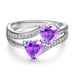 Purple zircon ring 925 Sterling Silver Heart Jewelry Set with Multiple Gemstone Options