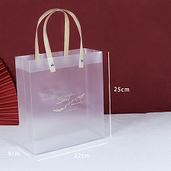 Clear Valentine's Day Transparent Rectangle PVC Plastic Bags, with Handle, for Shopping, Crafts, Gifts, Clear, 22x9x25cm