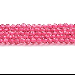 Camellia Transparent Glass Beads Strands, Faceted Round, Camellia, 2x2mm, Hole: 0.6mm, about 184pcs/strand, 14.49''(36.8cm)