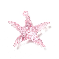 Pink Прозрачные акриловые подвески, очарование морской звезды, розовые, 40x44x9.5 мм, отверстие : 2.2 мм, Около 150 шт / 500 г