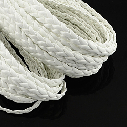 White Braided Imitation Leather Cords, Herringbone Bracelet Findings, White, 5x2mm, about 109.36 yards(100m)/bundle