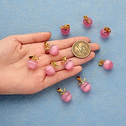 Pink 10 pcs pomme gemme pendentif à breloque cristal quartz guérison pendentifs en pierre naturelle opale boucle pour bijoux collier boucle d'oreille fabrication d'artisanat, rose, 20.5x14.8mm, Trou: 3mm
