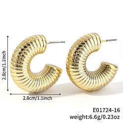 Другие Геометрические блестящие пластиковые серьги-гвоздики, золотые, c-образный, 28x28 мм