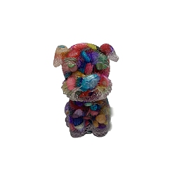 Colorful Resin Dog Display Decoration, with Shell Chips inside Statues for Home Office Decorations, Colorful, 25x30x40mm