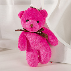 Pourpre Mignon peluche pp coton ours poupée pendentif décorations, avec les accessoires en alliage, pour la décoration de sac porte-clés, fuchsia, 12 cm