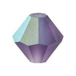 20480 20019 Deep Tanzanite AB Matt Хрустальные бусины preciosa®, чешский хрусталь, биконус(451 69 302 рондель), 20480 20019 глубокий танзанит ab матовый, 4 мм, отверстие : 0.8 мм