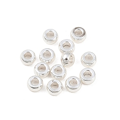 Посеребрённый Spacer бисер латунные, долговечный, стойки покрытие, без свинца и без кадмия, плоско-круглые, 925 серебро покрытием, 3x1.5 мм, отверстие : 1 мм