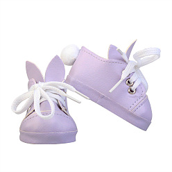 Medium Purple PU Leather Doll Rabbit Shoes, with Shoelace, for 18inch American Girl Dolls Accessories, Medium Purple, 70x37x40mm