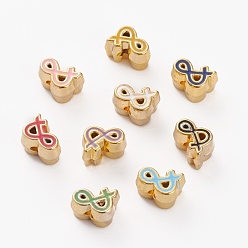 Mixed Color Alloy Enamel Beads, Cadmium Free & Lead Free, Mark Ampersand &, Mixed Color, 7x5x5mm, Hole: 1.2mm