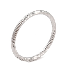 Stainless Steel Color Non-Tarnish 304 Stainless Steel Twisted Ring Bangles for Women Men, Stainless Steel Color, Inner Diameter: 2-1/2 inch(6.45cm), 6.5mm