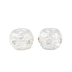 Серебро Латунные микропаве из прозрачного кубического циркония, рондель, стойки покрытие, долговечный, без свинца и без кадмия, серебряные, 7x5 мм, отверстие : 3 мм