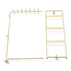 Golden Rectangle Iron Jewelry Display Stands, Jewelry Organizer Holder for Necklace, Bracelet Display, Home Decorations, Golden, Finished Product: 10x21.5x30cm