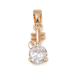 Прозрачный Латунные микро проложить кубического циркония подвески, амулеты пипа, долговечный, без свинца и без кадмия, прозрачные, 16.5x7.5x4.5 мм, отверстие : 5x3 мм