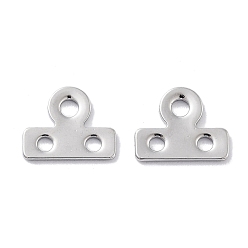 Real Platinum Plated Brass Multi-Strands Links, Clip Shape, 3-Hole, Real Platinum Plated, 7x9x1mm, Hole: 1.4 and 1.6mm