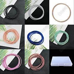 Mixed Color BENECREAT 32Pcs 8 Colors Steel Wire Round Snake Chain Bracelets Set, Guitar String Coil Bracelets for Women, Mixed Color, Inner Diameter: 2-1/4 inch(5.6cm), 4Pcs/color