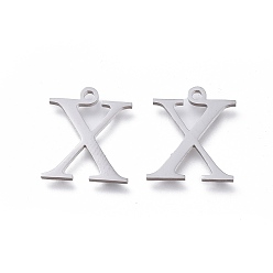 Letter C 304 Stainless Steel Charms, Greek Alphabet, Stainless Steel Color, Letter.C, 14x12x1mm, Hole: 1.2mm
