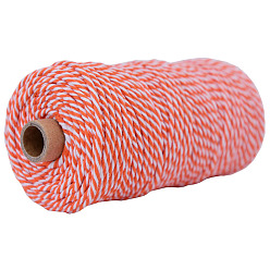 Coral 100M Bicolor Round Cotton Cord, for Gift Wrapping, DIY Craft, Coral, 3mm, about 109.36 Yards(100m)/Roll