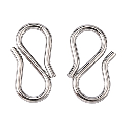 Stainless Steel Color 304 Stainless Steel S-Hook Clasps, Stainless Steel Color, 12x6x1mm
