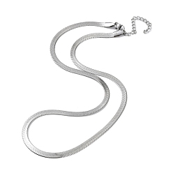 Stainless Steel Color 304 Stainless Steel Herringbone Chain Necklaces, Stainless Steel Color, 17.72~18.50 inch(45~47cm)
