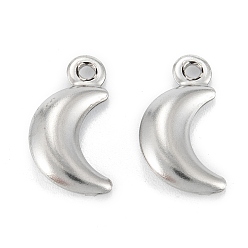 Stainless Steel Color 316 Surgical Stainless Steel Pendants, Moon, Stainless Steel Color, 16x8x3mm, Hole: 1.5mm