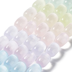 Colorful Natural Selenite Beads Strands, Dyed, Macaron Color Drum Beads, Colorful, 8x12mm, Hole: 1mm, about 32pcs/strand, 14.96~15.35''(38~39cm)