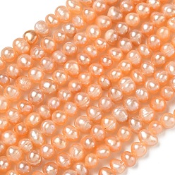 Marron Sablonneux Brins de perles de culture d'eau douce naturelles, Note 2 un, pomme de terre, Sandy Brown, 5~6mm, Trou: 0.6mm, Environ 70~71 pcs/chapelet, 13.70~13.78'' (34.8~35 cm)