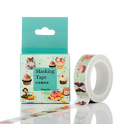 Rabbit Adhesive Paper Tape, for Card-Making, Scrapbooking, Diary, Planner, Envelope & Notebooks, Rabbit Pattern, 15x0.2mm, 10m/roll