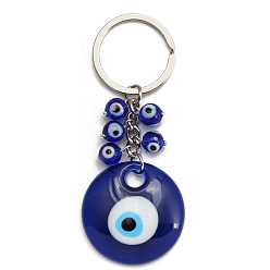BE1241BU00 Evil Eye Keychain Colorful Beads Keychain Men Jewelry Craft Accessories