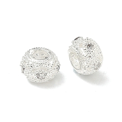 Серебро Латунные микропаве из прозрачного кубического циркония, рондель, долговечный, стойки покрытие, серебряные, 8x5.5 мм, отверстие : 3 мм