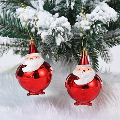 Santa Claus Plastic Pendant Decorations, for Christmas Tree Hanging Decorations, Santa Claus, 80x60mm, 2pcs/set