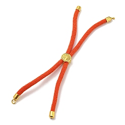 Orange Red Nylon Cords Bracelet Makings Fit for Connector Charms, with Golden Brass Tree Slider Beads, Long-Lasting Plated, Orange Red, 8-5/8 inch(22cm), Hole: 1.9mm