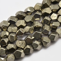 Pyrite Natural Pyrite Beads Strands, Star Cut Round Beads, 7x7x7mm, Hole: 1mm, about 55pcs/strand, 15.5 inch