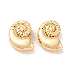 Real 18K Gold Plated Brass Beads, Spiral Shell Shape, Real 18K Gold Plated, 10x7.5x4mm, Hole: 1.2mm