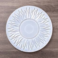 White DIY Sun Shape Mirror Frame Silicone Molds, Resin Casting Molds, for UV Resin & Epoxy Resin Craft Making, White, 266x14mm, Mirror Tray: 107mm