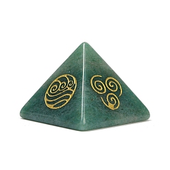 Зеленый Авантюрин Натуральный зеленый авантюрин оргонит пирамида витрина украшения, с символом, фигурка для украшения дома, энергетический камень рейки для исцеления, 29.5x29.5x24 мм