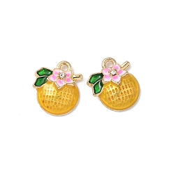 Золотистый Подвески из эмали и сплава, золотой свет, без кадмия, без никеля и без свинца, стойки покрытие, фрукты с цветочным очарованием, золотые, 16x13.5x4.5 мм, отверстие : 1.8 мм