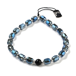 Стально-синий Мобильные ремни из нержавеющей стали и стеклянных бусин, стальной синий, 12~12.5 см